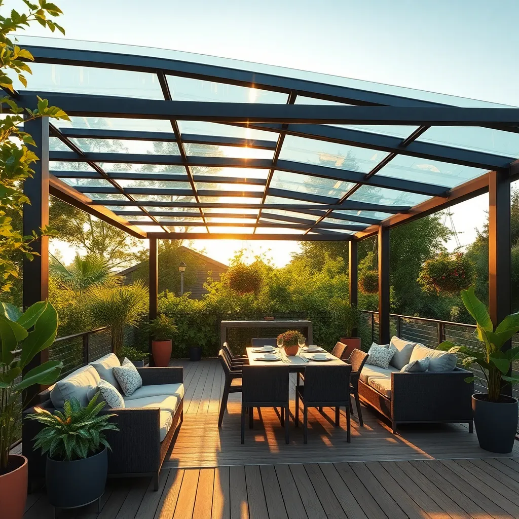 Modern Glass Roof Pergola (Tempered Glass Panels)