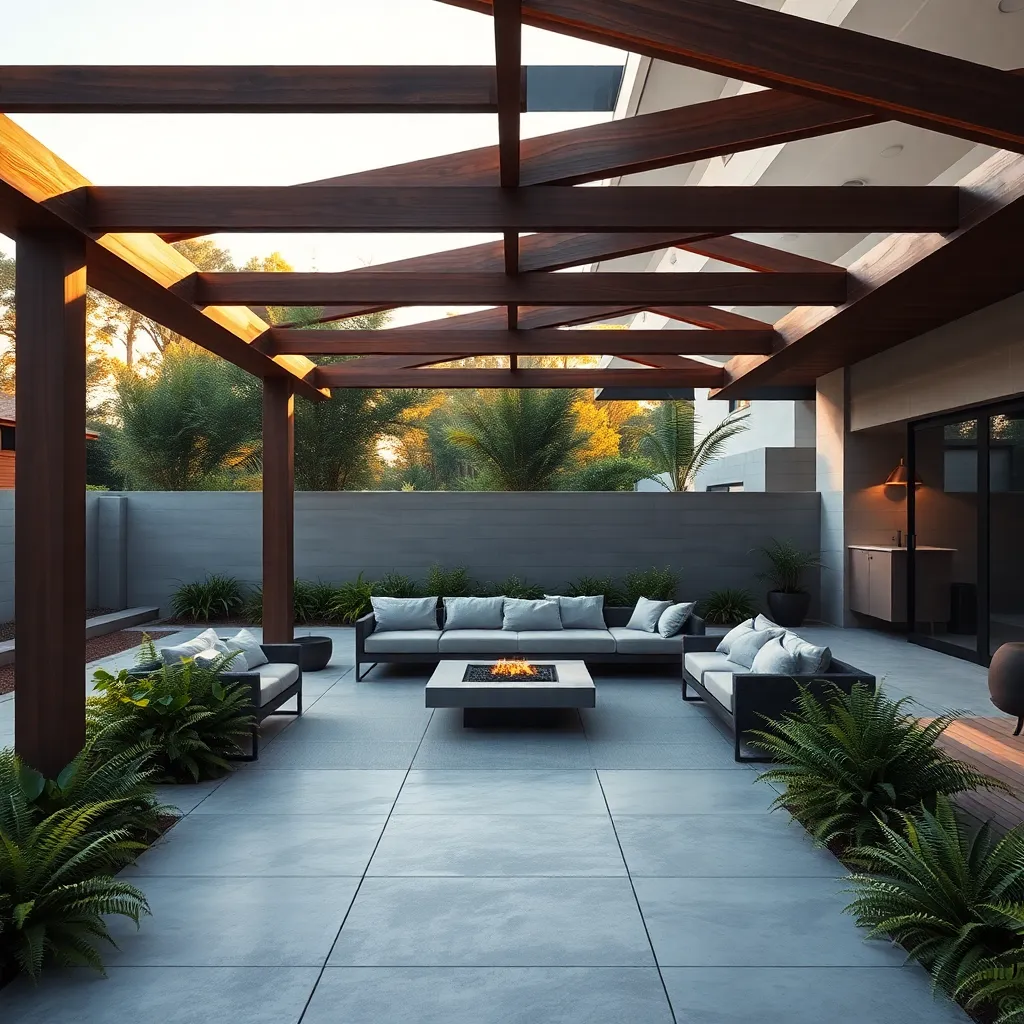 Mid-Century Modern Lounge (Geometric Shapes & Sleek Surfaces)