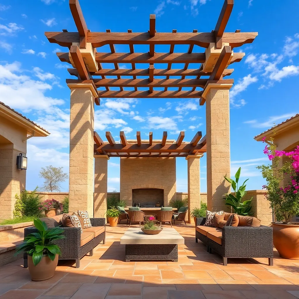 Artisan Stone Pergola (Natural Stone Pillars)